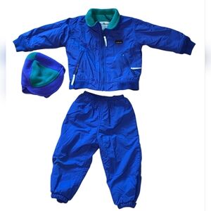 Vintage L.L. Bean 2T Toddler Unisex Royal Blue Windsuit 3 Piece Set